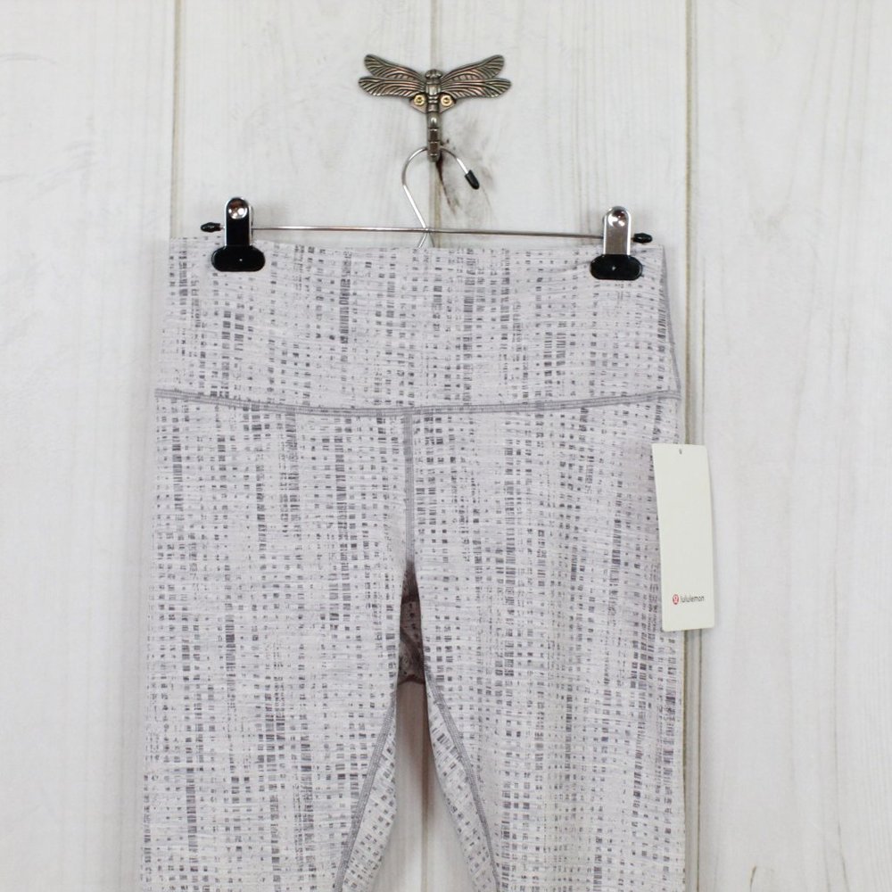 Lululemon Wunder Under HR Tight 25" Roll Down Gray White Yoga Leggings Size 10 - Picture 2 of 9